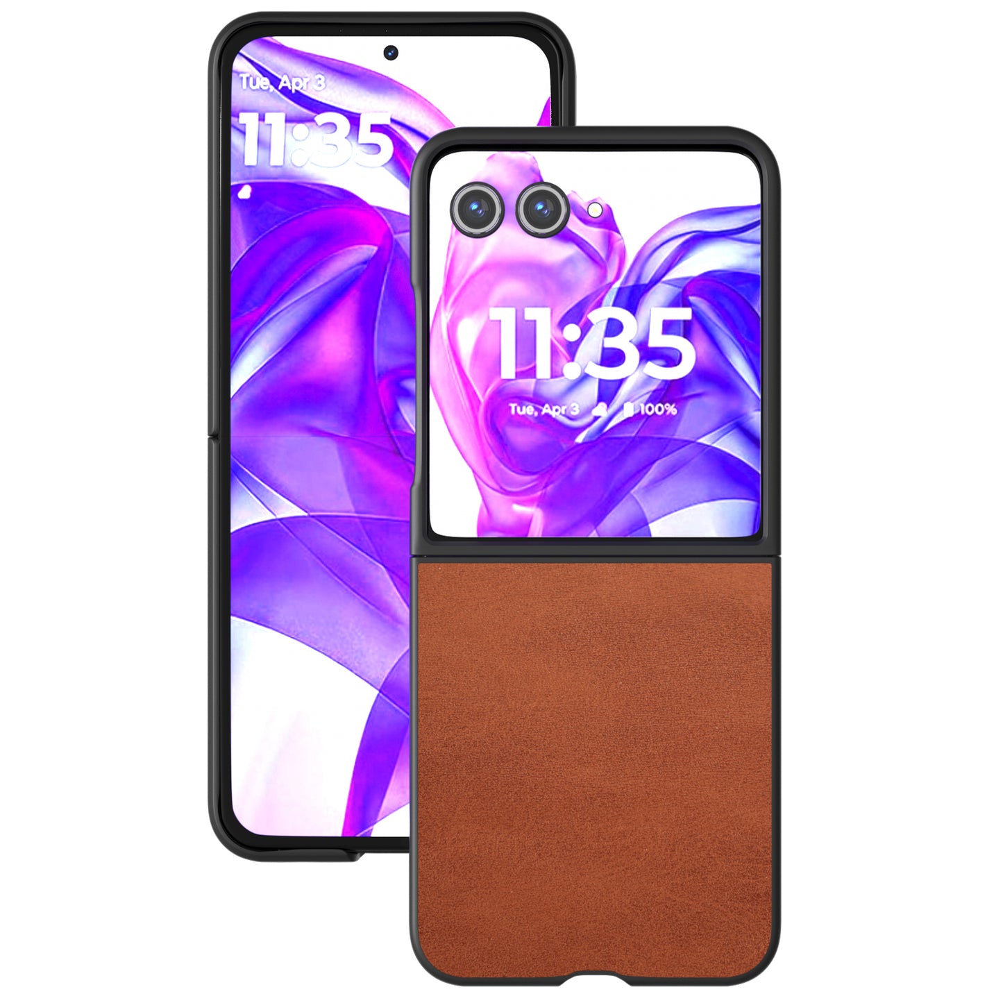 ABEEL For Motorola Razr 50 Ultra 5G Case Cowhide Texture Anti-Drop PU+PC Phone Cover - Brown