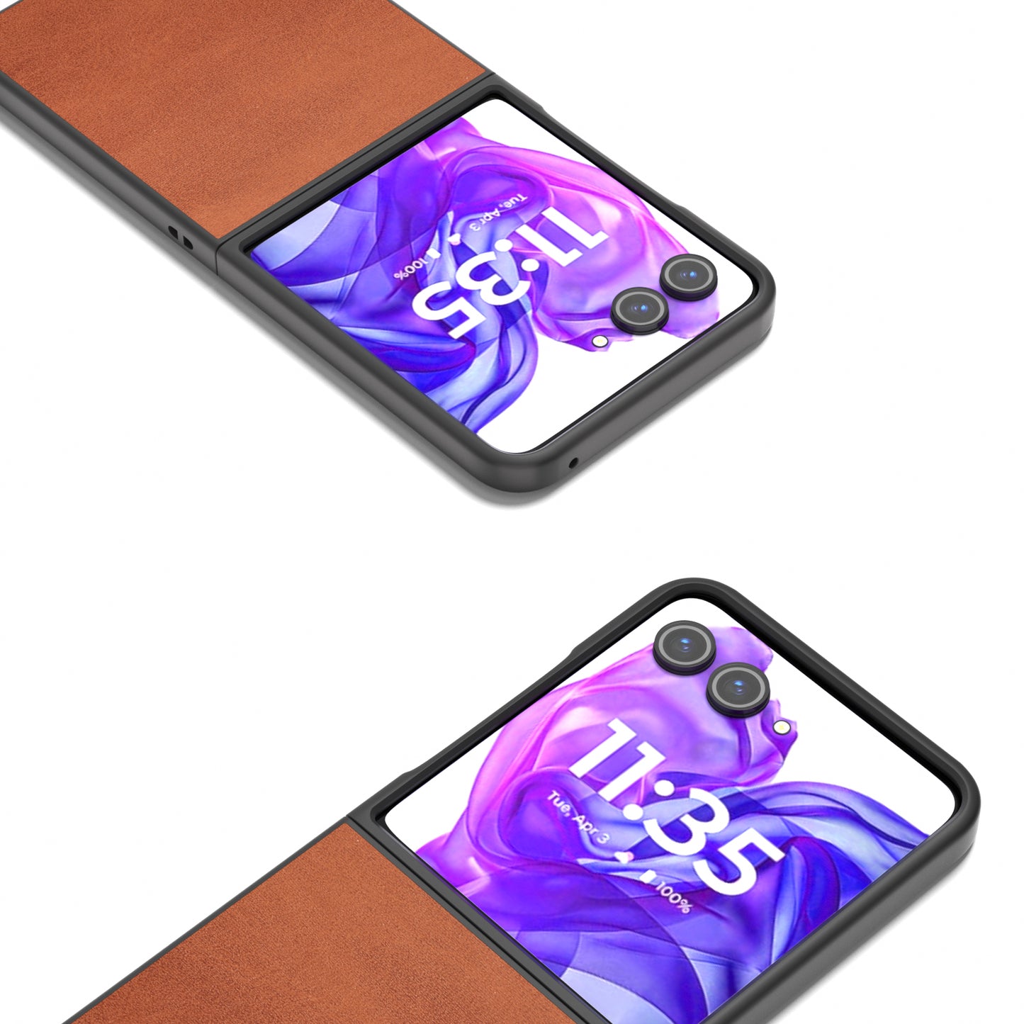ABEEL For Motorola Razr 50 Ultra 5G Case Cowhide Texture Anti-Drop PU+PC Phone Cover - Brown