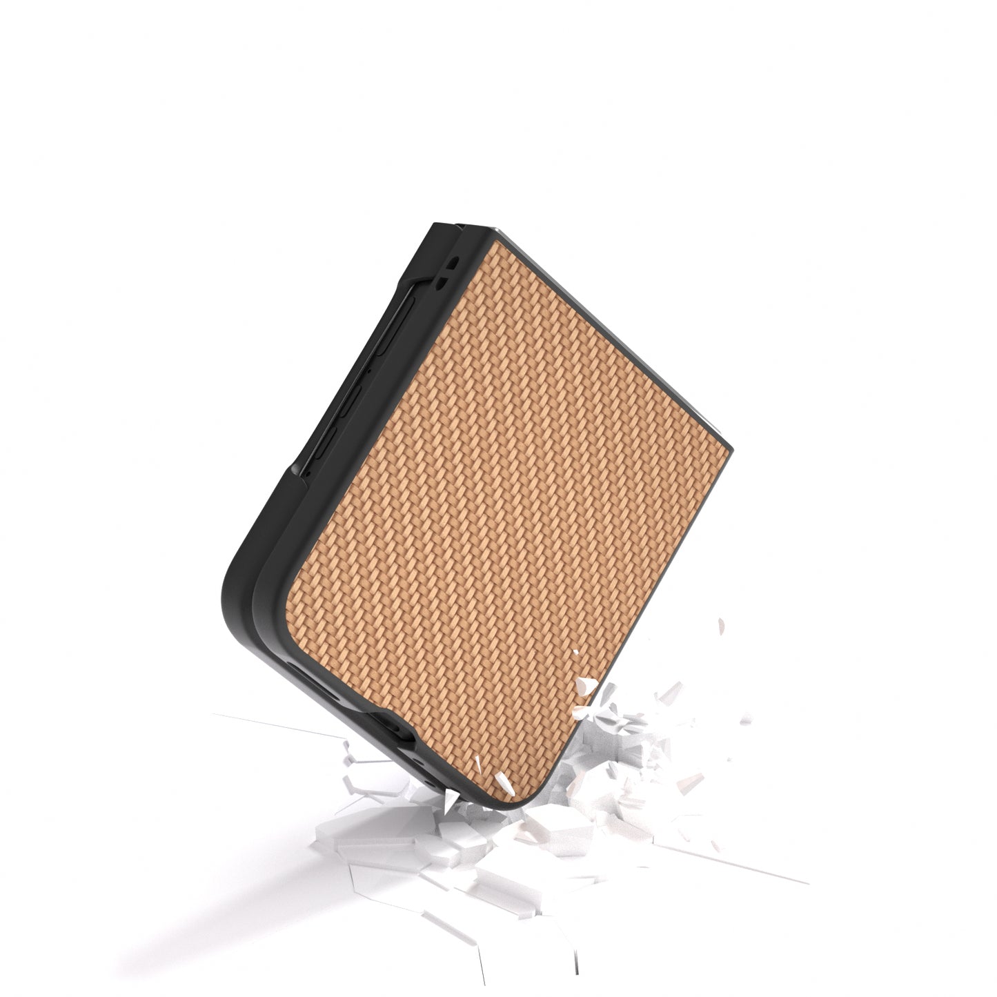 ABEEL For Motorola Razr 50 Ultra 5G Phone Case Carbon Fiber Texture PU+PC Cover - Light Yellow