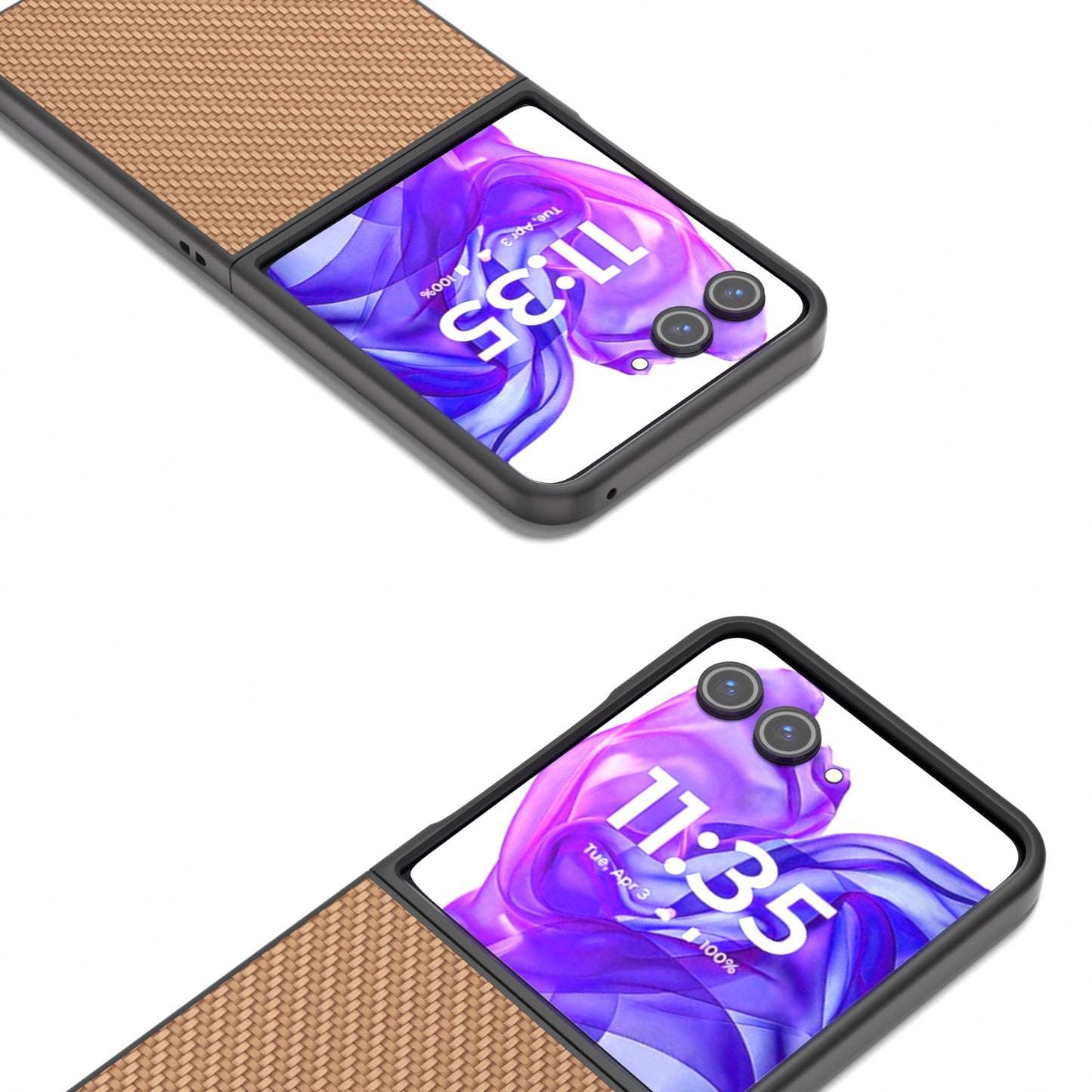 ABEEL For Motorola Razr 50 Ultra 5G Phone Case Carbon Fiber Texture PU+PC Cover - Light Yellow
