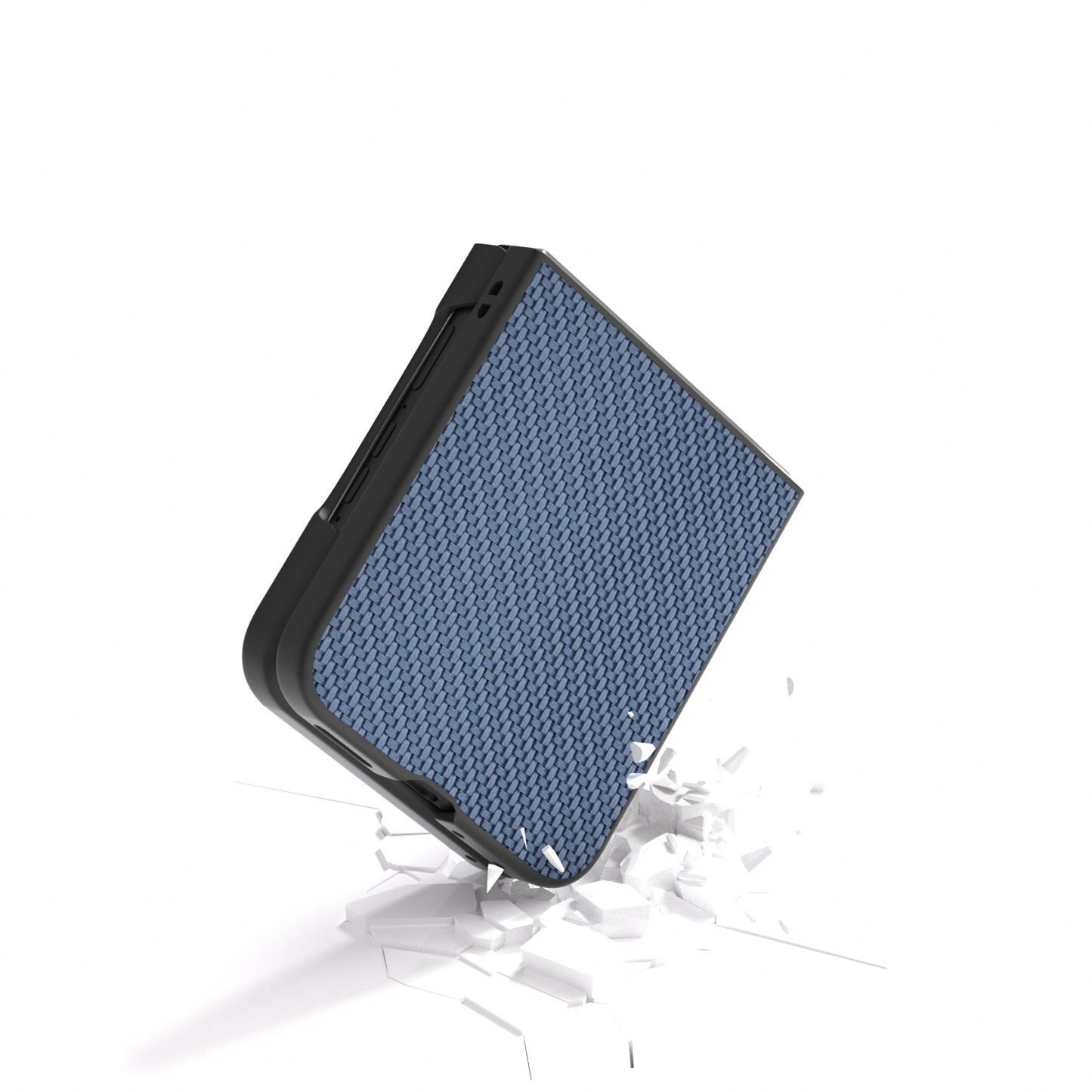 ABEEL For Motorola Razr 50 Ultra 5G Phone Case Carbon Fiber Texture PU+PC Cover - Baby Blue