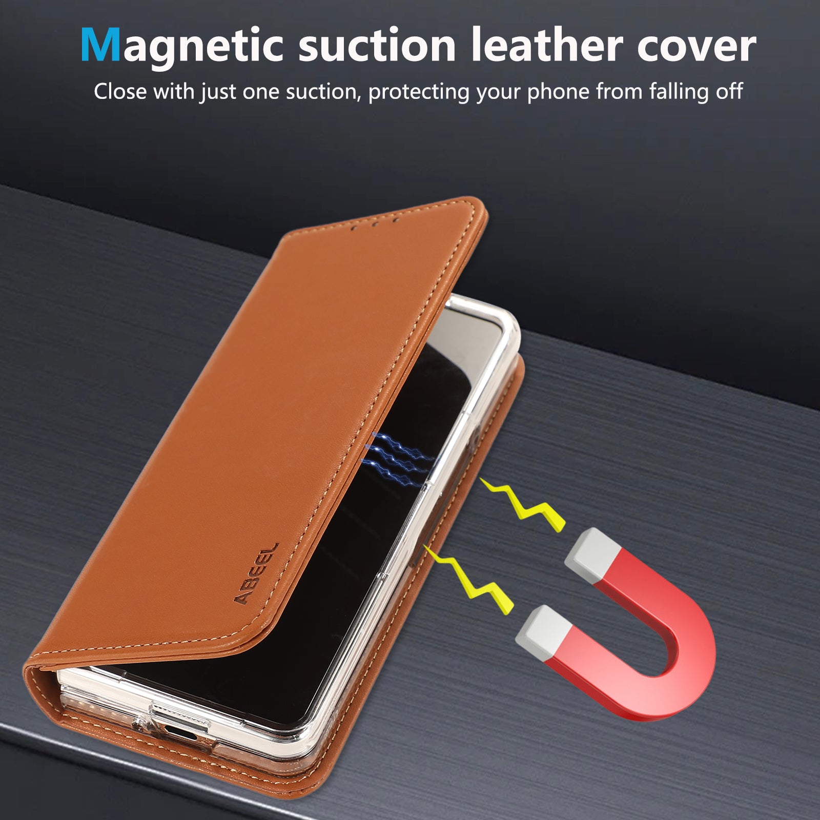 ABEEL For Samsung Galaxy Z Fold6 5G Phone Case RFID Blocking Leather Flip Cover - Brown