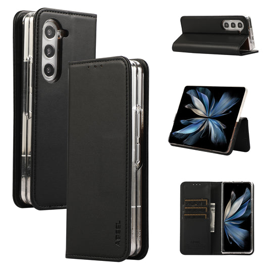 ABEEL For Samsung Galaxy Z Fold6 5G Phone Case RFID Blocking Leather Flip Cover - Black