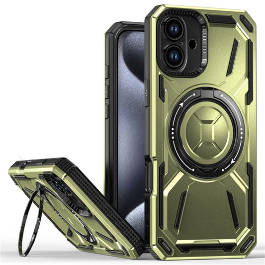 For iPhone 16 Plus Case TPU+PC Magnetic Phone Cover with Kickstand - Green