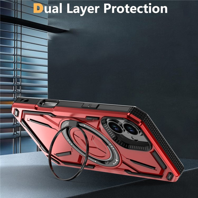 For iPhone 16 Plus Case TPU+PC Magnetic Phone Cover with Kickstand - Green