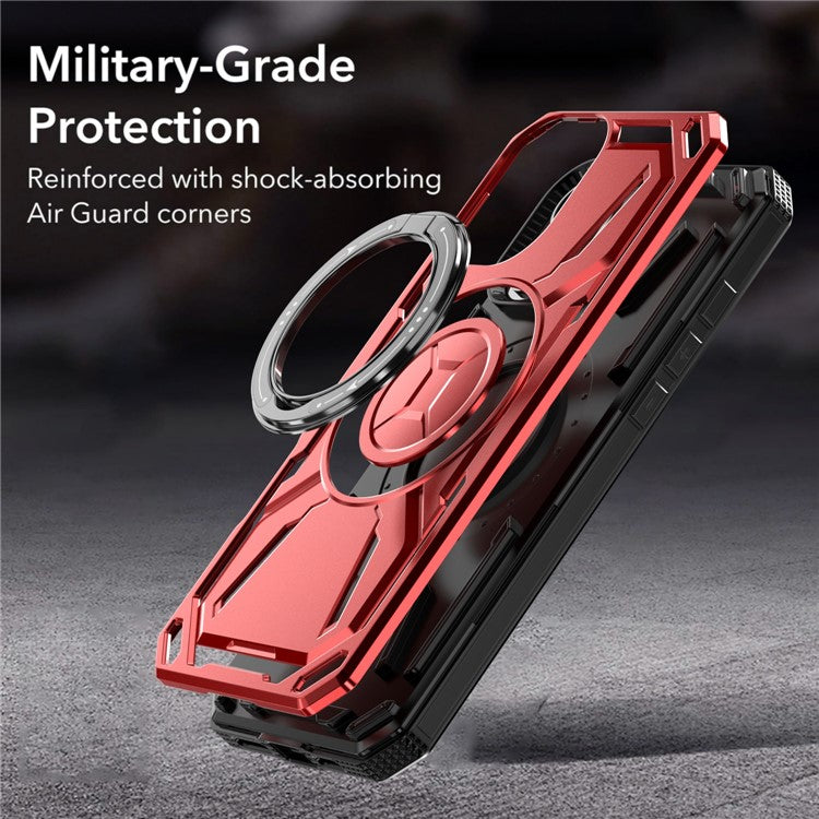 For iPhone 16 Plus Case TPU+PC Magnetic Phone Cover with Kickstand - Green