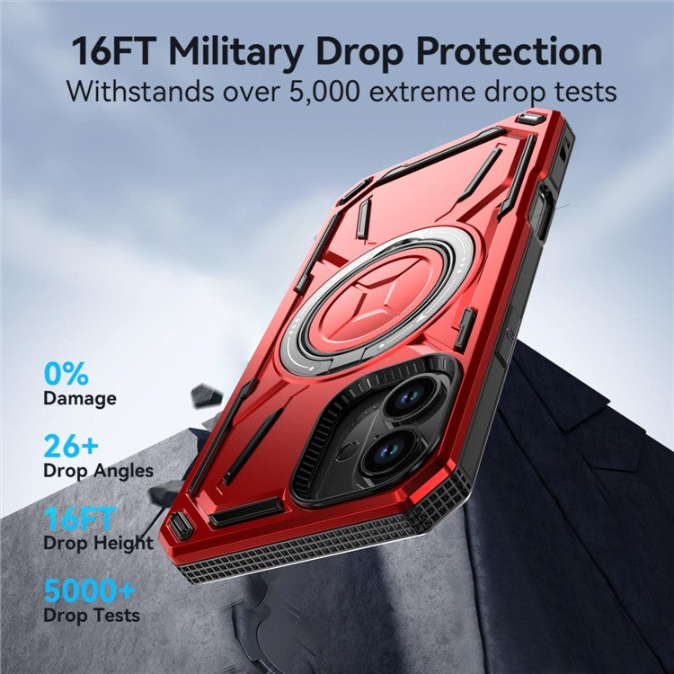 For iPhone 16 Plus Case TPU+PC Magnetic Phone Cover with Kickstand - Green