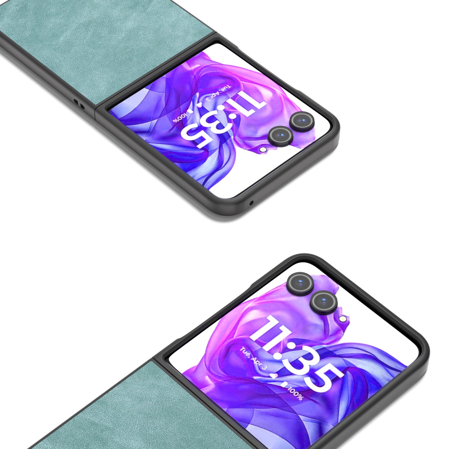 ABEEL For Motorola Razr 50 Ultra 5G Case Black Edge PU Leather+PC Folding Phone Cover - Baby Blue