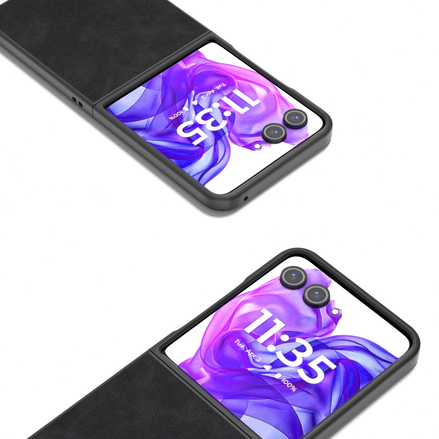 ABEEL For Motorola Razr 50 Ultra 5G Case Black Edge PU Leather+PC Folding Phone Cover - Black