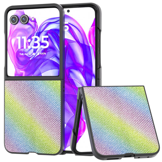 For Motorola Razr 50 Ultra 5G Case Rhinestone Texture PU Leather Phone Cover - Multi-color