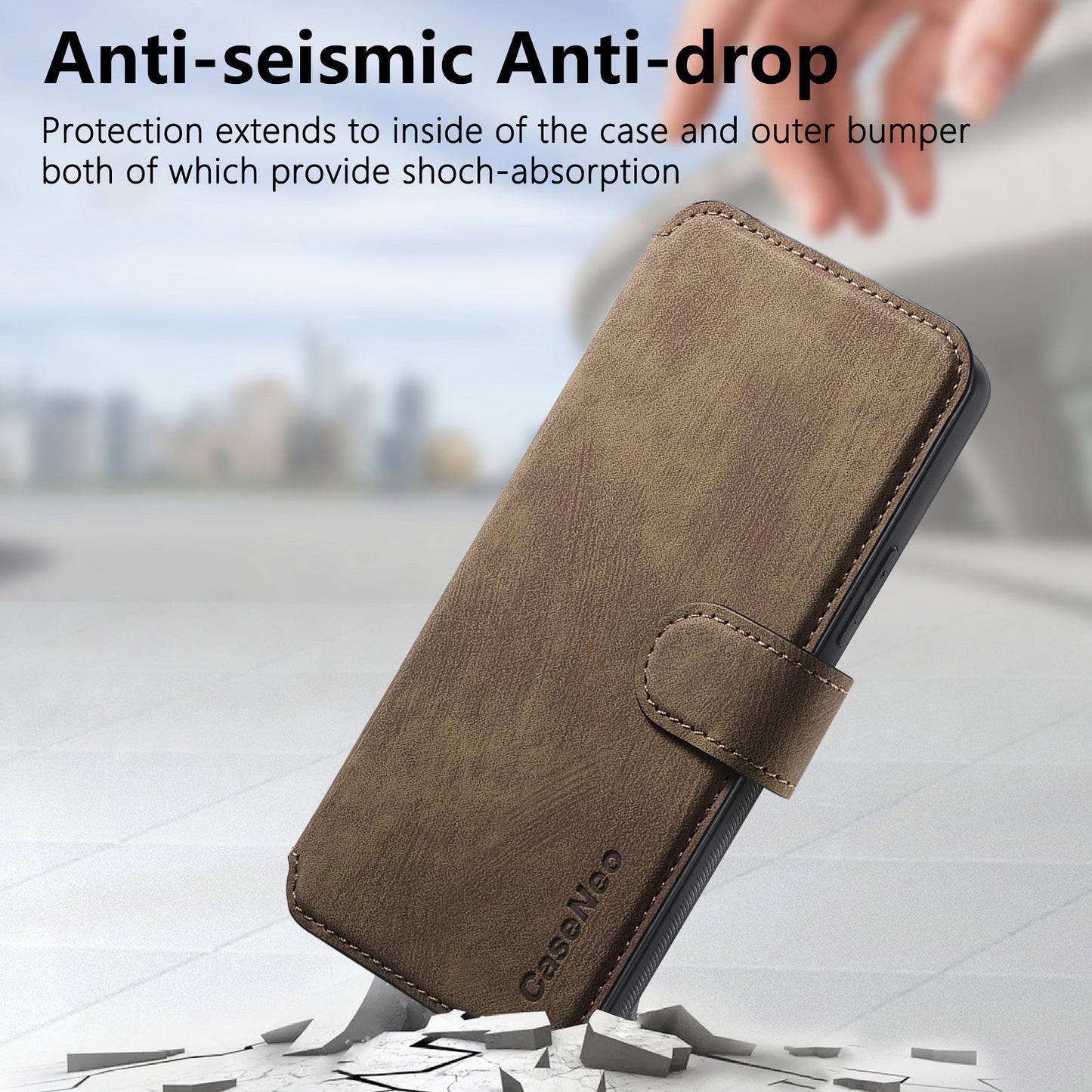 CASENEO MW-03 For vivo V40 SE 5G Case Detachable Wallet Leather+TPU Phone Cover - Brown