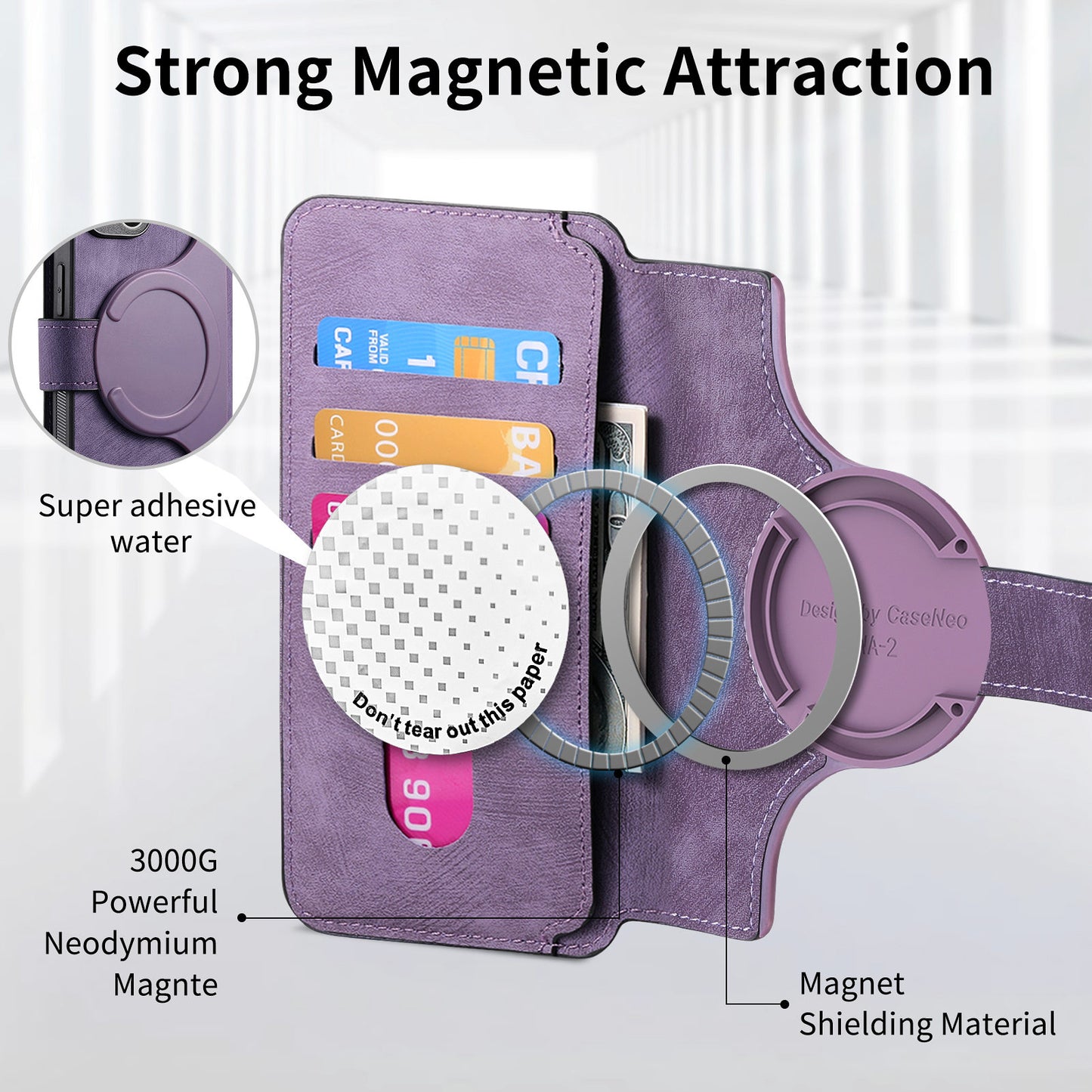CASENEO MW-03 For vivo V40 SE 5G Case Detachable Wallet Leather+TPU Phone Cover - Purple