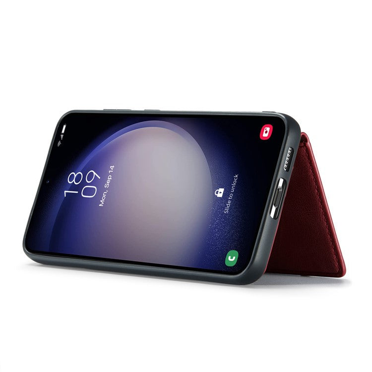 JEEHOOD J01 For Samsung Galaxy S23 FE Retro Phone Case with Detachable Magnetic Card Bag - Red