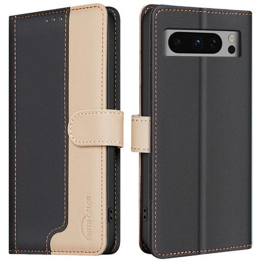 BINFEN COLOR BF33 For Google Pixel 9 Pro Case PU Leather RFID Blocking Protective Cover - Black