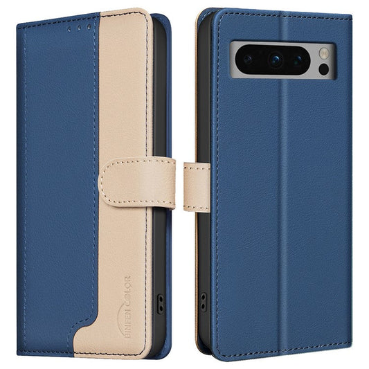BINFEN COLOR BF33 For Google Pixel 9 Pro Case PU Leather RFID Blocking Protective Cover - Blue