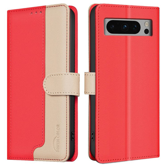 BINFEN COLOR BF33 For Google Pixel 9 Pro Case PU Leather RFID Blocking Protective Cover - Red