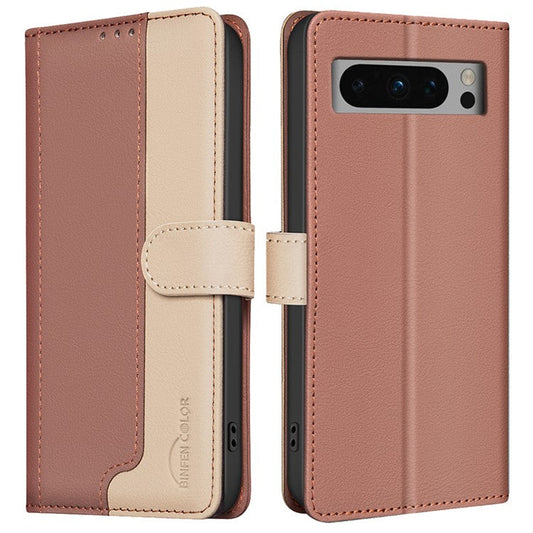 BINFEN COLOR BF33 For Google Pixel 9 Pro Case PU Leather RFID Blocking Protective Cover - Brown