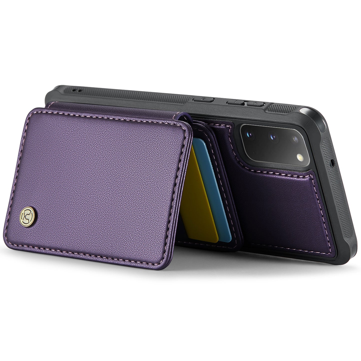 JEEHOOD J05 For Samsung Galaxy S20 4G / 5G Case Detachable Card Holder Phone Cover - Purple