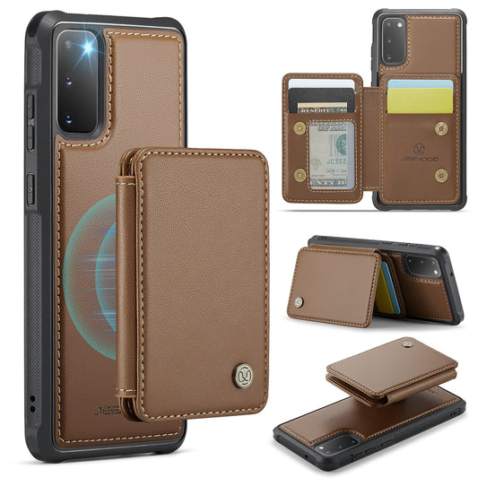 JEEHOOD J05 For Samsung Galaxy S20 4G / 5G Case Detachable Card Holder Phone Cover - Brown