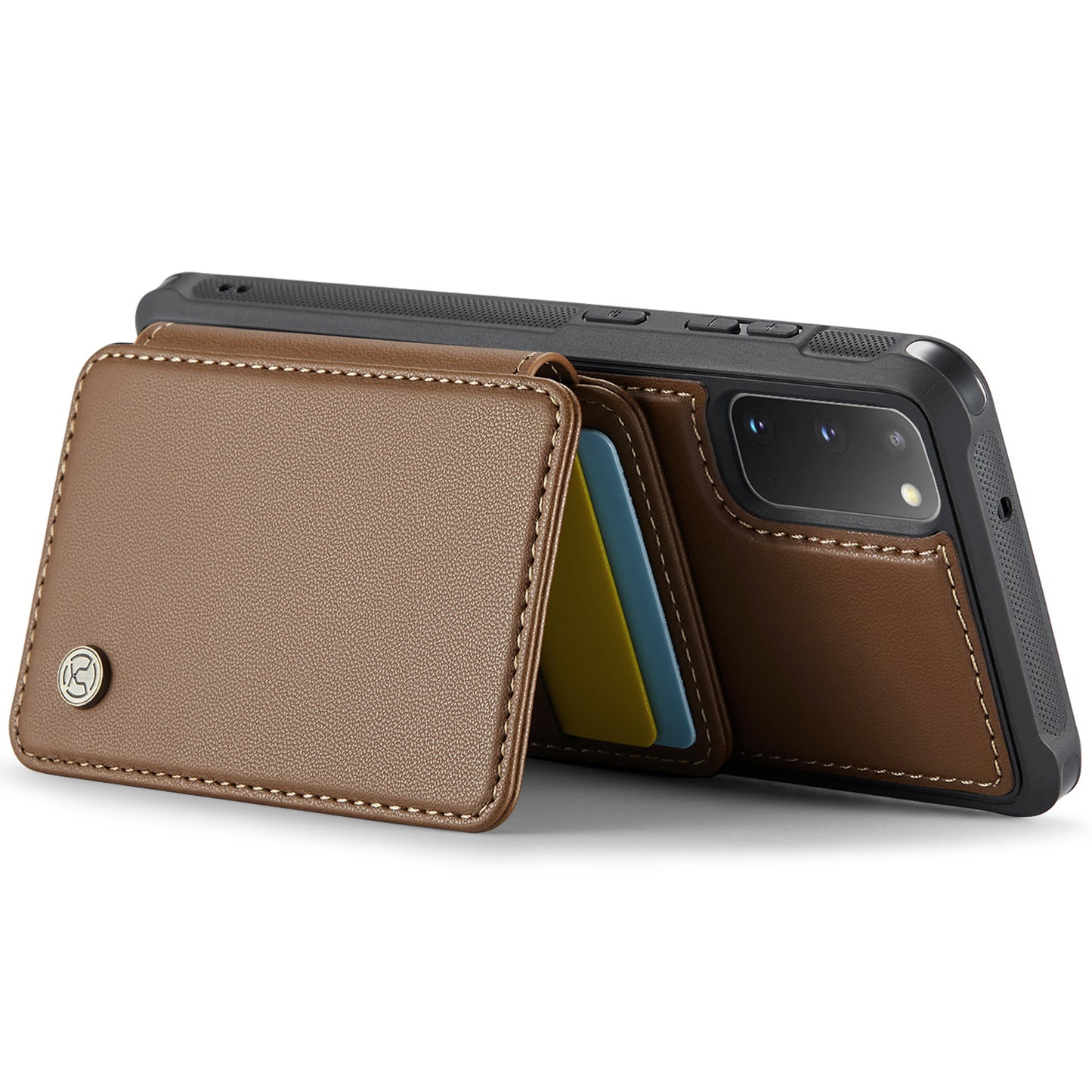 JEEHOOD J05 For Samsung Galaxy S20 4G / 5G Case Detachable Card Holder Phone Cover - Brown