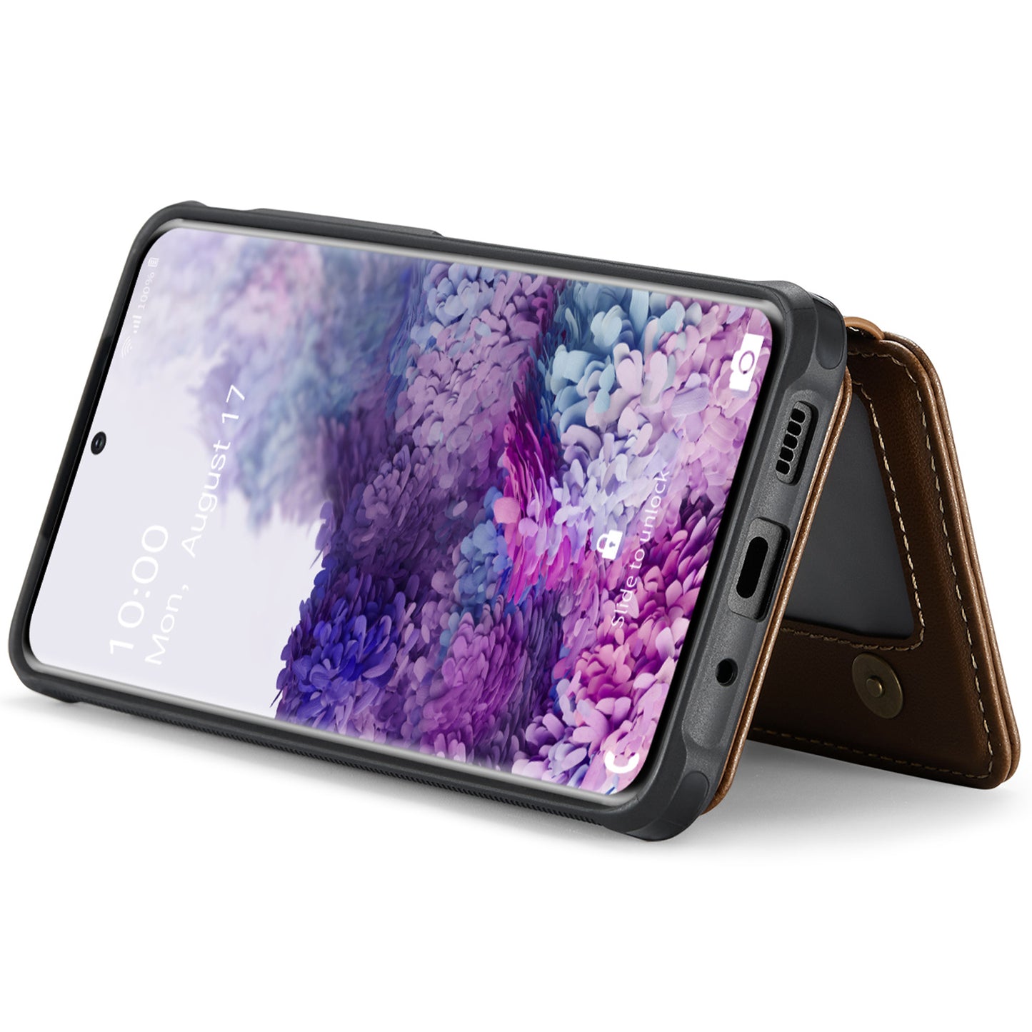 JEEHOOD J05 For Samsung Galaxy S20 4G / 5G Case Detachable Card Holder Phone Cover - Brown