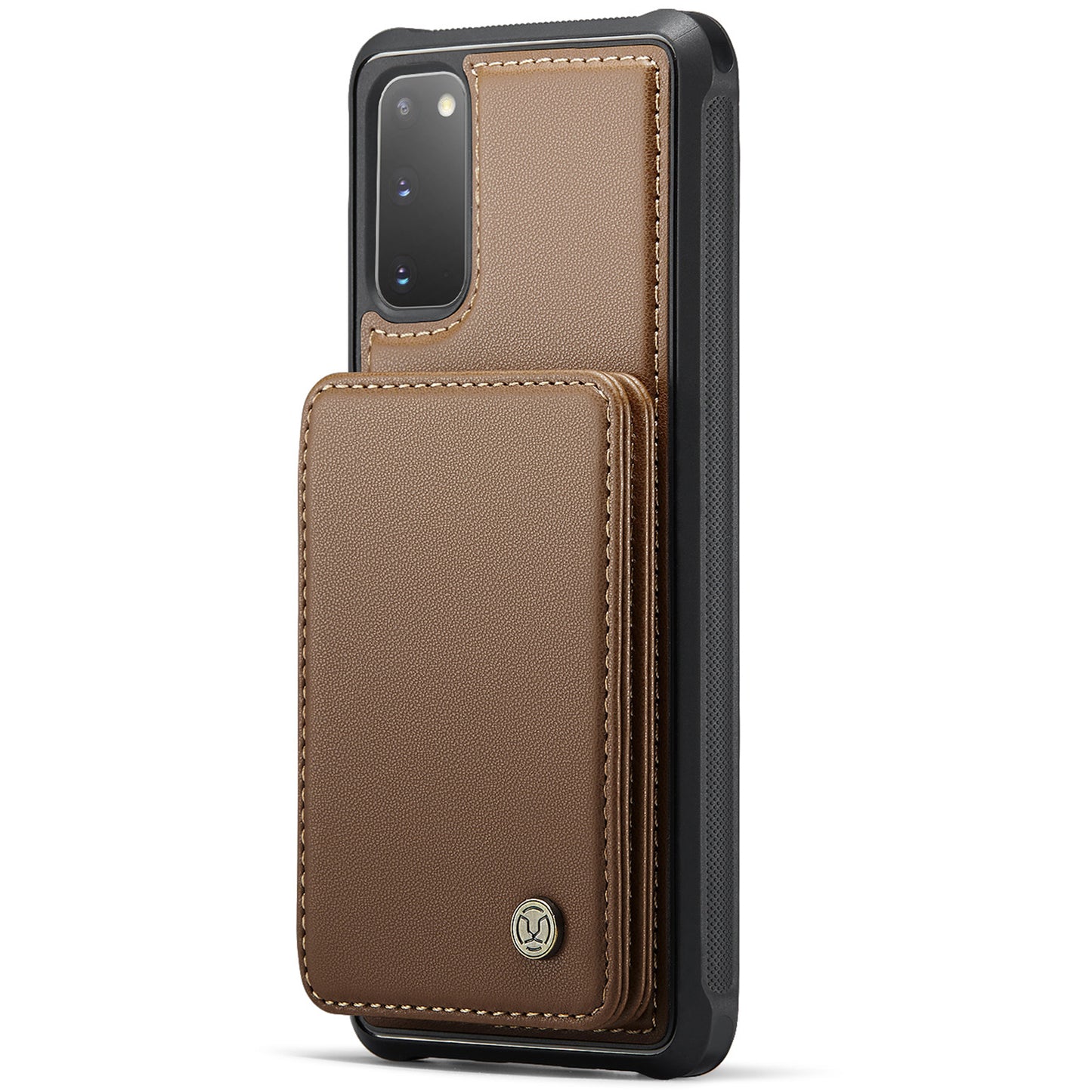 JEEHOOD J05 For Samsung Galaxy S20 4G / 5G Case Detachable Card Holder Phone Cover - Brown