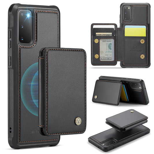 JEEHOOD J05 For Samsung Galaxy S20 4G / 5G Case Detachable Card Holder Phone Cover - Black