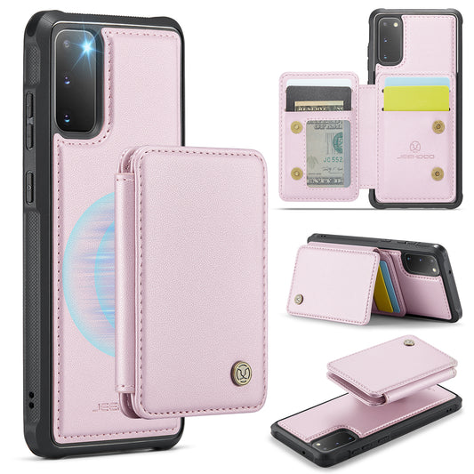 JEEHOOD J05 For Samsung Galaxy S20 4G / 5G Case Detachable Card Holder Phone Cover - Pink