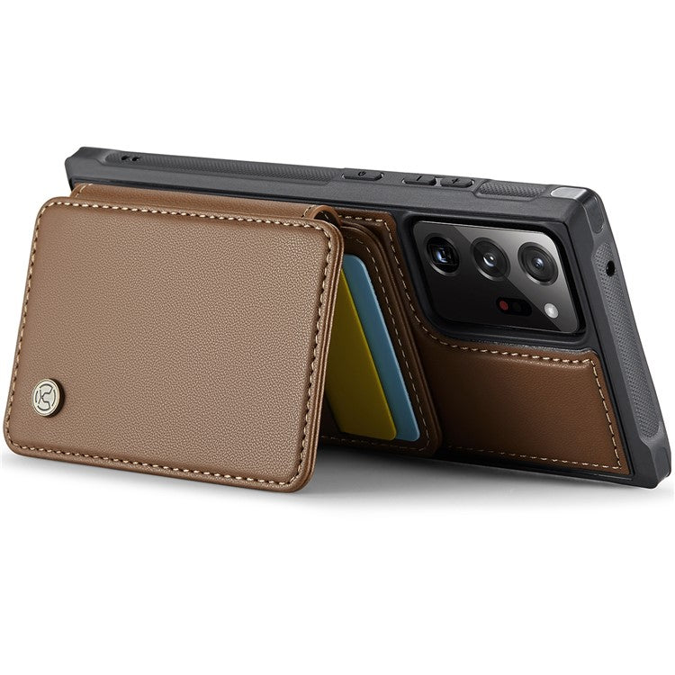 JEEHOOD J05 For Samsung Galaxy Note20 Ultra / Note20 Ultra 5G Case Detachable Card Bag - Brown