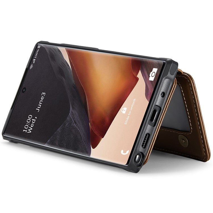 JEEHOOD J05 For Samsung Galaxy Note20 Ultra / Note20 Ultra 5G Case Detachable Card Bag - Brown