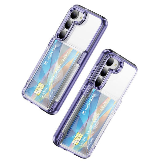 For Samsung Galaxy S23 Case TPU + Acrylic Phone Cover Card Holder Transparent Protective - Transparent Purple