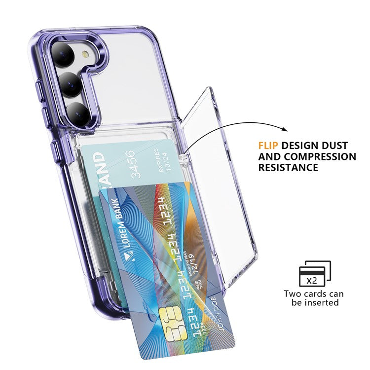 For Samsung Galaxy S23 Case TPU + Acrylic Phone Cover Card Holder Transparent Protective - Transparent Purple
