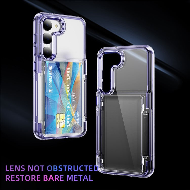 For Samsung Galaxy S23 Case TPU + Acrylic Phone Cover Card Holder Transparent Protective - Transparent Purple