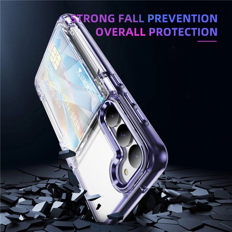 For Samsung Galaxy S23 Case TPU + Acrylic Phone Cover Card Holder Transparent Protective - Transparent Purple