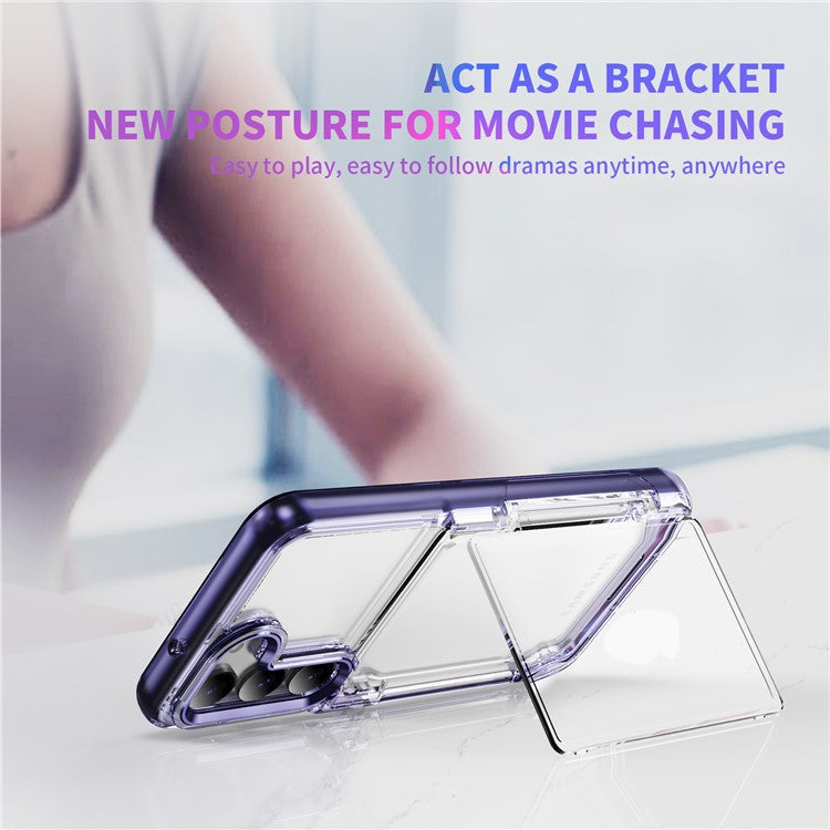 For Samsung Galaxy S23 Case TPU + Acrylic Phone Cover Card Holder Transparent Protective - Transparent Purple