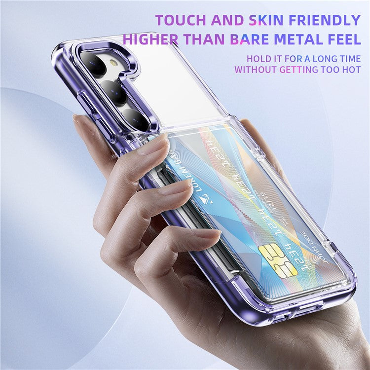 For Samsung Galaxy S23 Case TPU + Acrylic Phone Cover Card Holder Transparent Protective - Transparent Purple