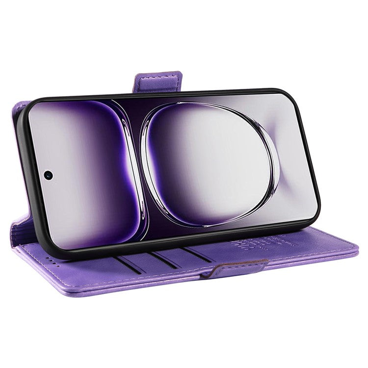 YIKATU YK-007 For Oppo Reno12 5G (Global) Phone Case Anti-Drop PU Leather Stand Wallet Cover - Purple
