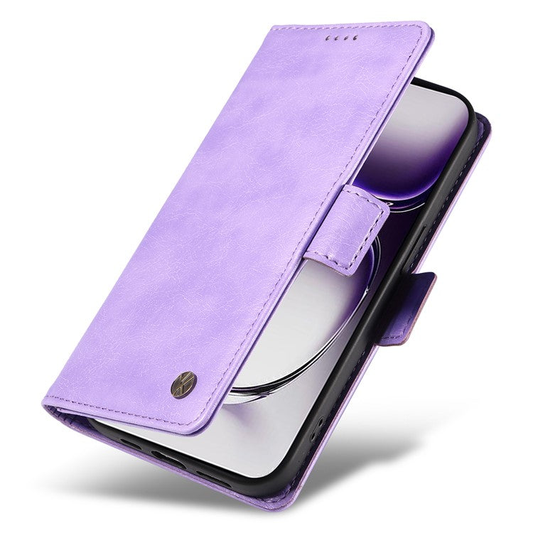 YIKATU YK-007 For Oppo Reno12 5G (Global) Phone Case Anti-Drop PU Leather Stand Wallet Cover - Purple