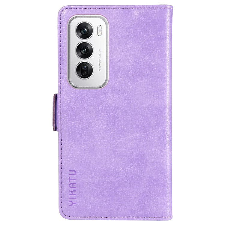 YIKATU YK-007 For Oppo Reno12 5G (Global) Phone Case Anti-Drop PU Leather Stand Wallet Cover - Purple