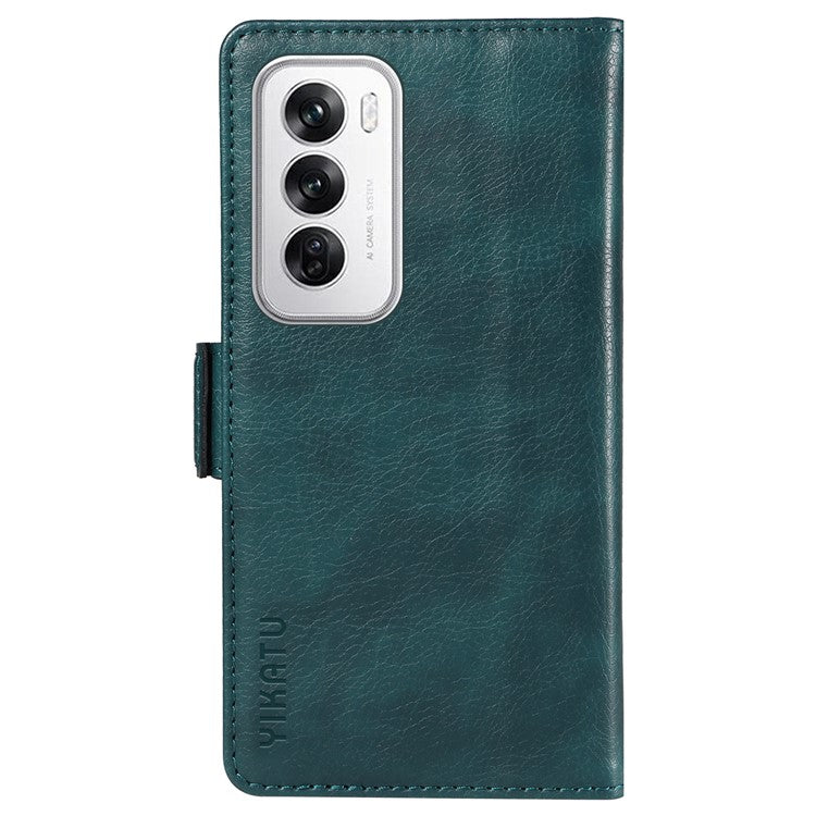 YIKATU YK-007 For Oppo Reno12 5G (Global) Phone Case Anti-Drop PU Leather Stand Wallet Cover - Blue