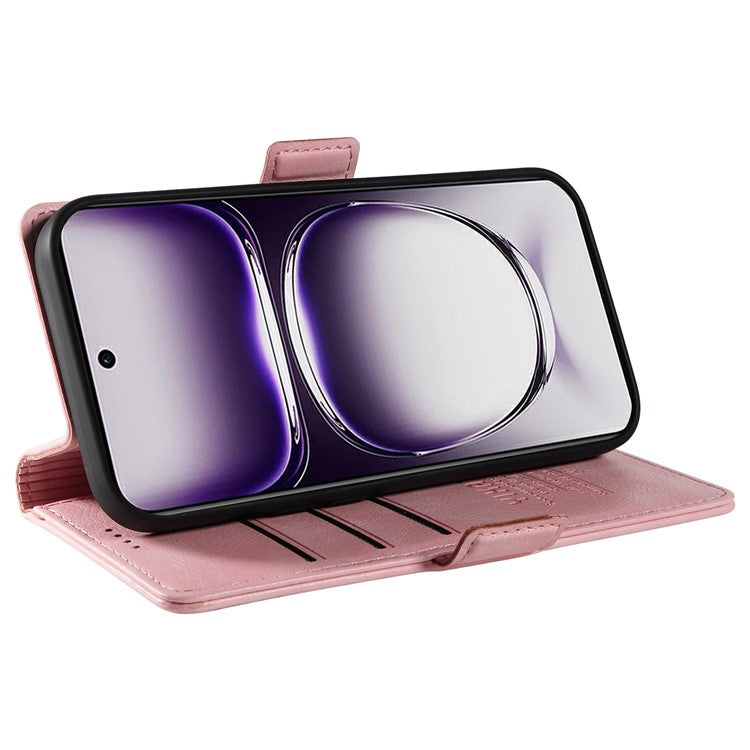 YIKATU YK-007 For Oppo Reno12 5G (Global) Phone Case Anti-Drop PU Leather Stand Wallet Cover - Pink