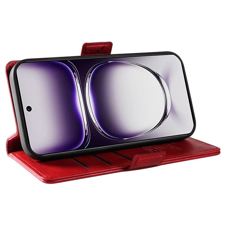 YIKATU YK-007 For Oppo Reno12 5G (Global) Phone Case Anti-Drop PU Leather Stand Wallet Cover - Red