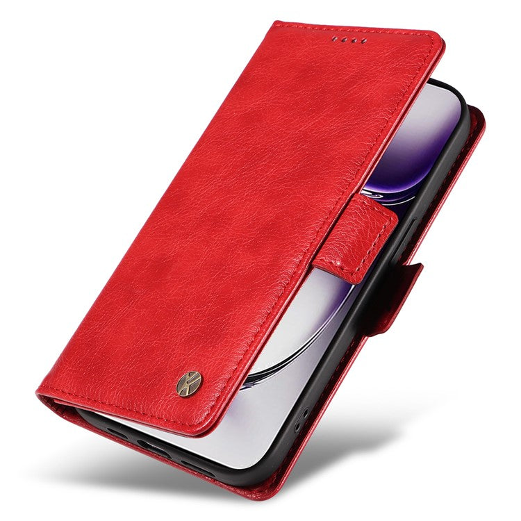 YIKATU YK-007 For Oppo Reno12 5G (Global) Phone Case Anti-Drop PU Leather Stand Wallet Cover - Red