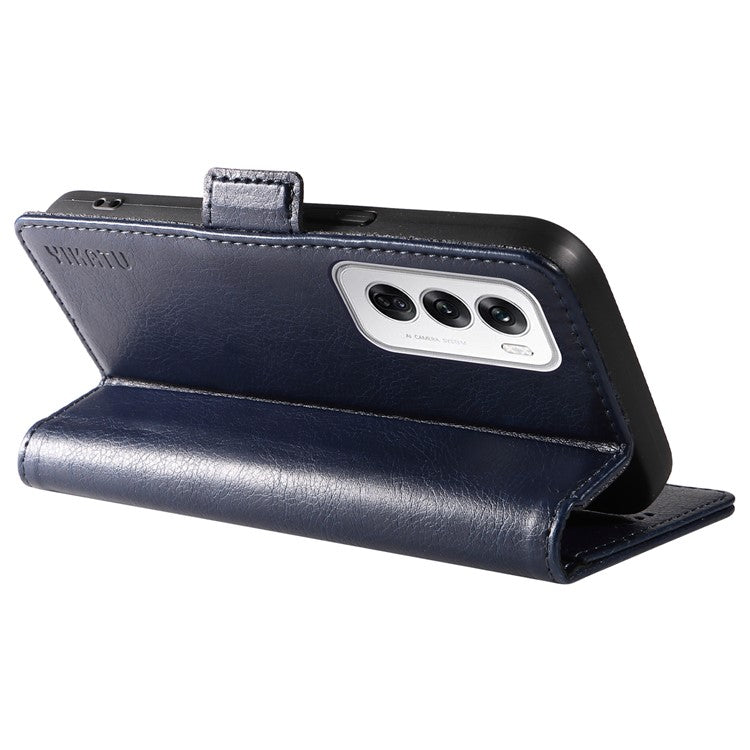YIKATU YK-007 For Oppo Reno12 5G (Global) Phone Case Anti-Drop PU Leather Stand Wallet Cover - Sapphire