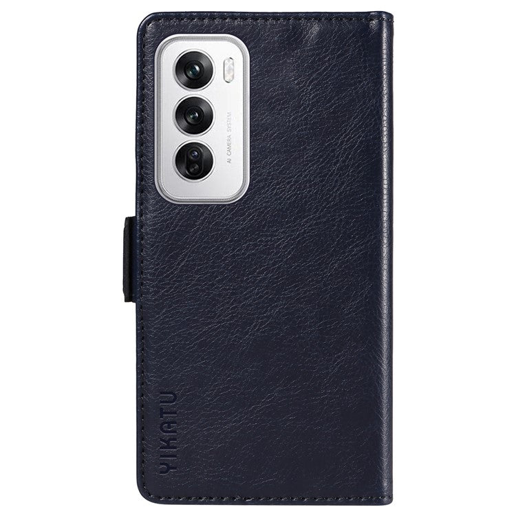 YIKATU YK-007 For Oppo Reno12 5G (Global) Phone Case Anti-Drop PU Leather Stand Wallet Cover - Sapphire