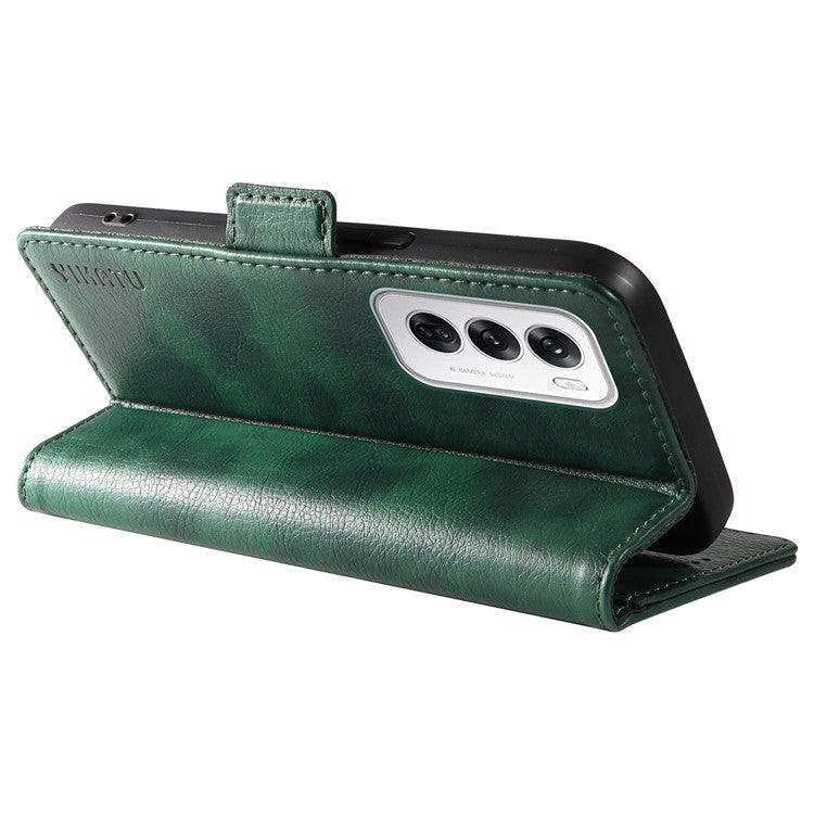 YIKATU YK-007 For Oppo Reno12 5G (Global) Phone Case Anti-Drop PU Leather Stand Wallet Cover - Green