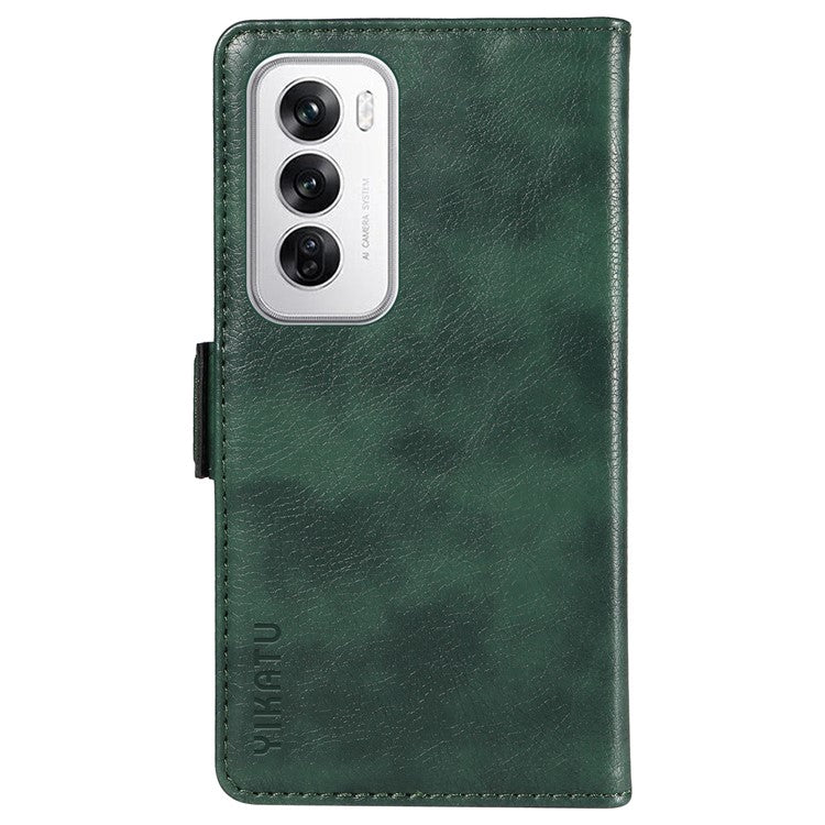 YIKATU YK-007 For Oppo Reno12 5G (Global) Phone Case Anti-Drop PU Leather Stand Wallet Cover - Green
