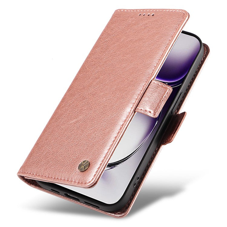 YIKATU YK-007 For Oppo Reno12 5G (Global) Phone Case Anti-Drop PU Leather Stand Wallet Cover - Rose Gold