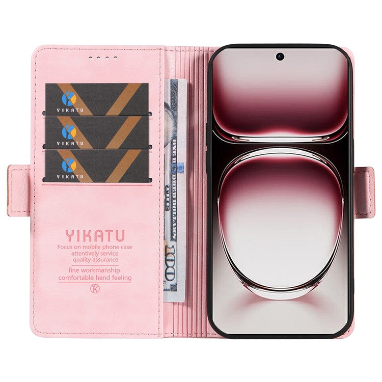 YIKATU YK-007 For Oppo Reno12 Pro 5G (Global) / (China) Phone Case Litchi Texture Leather Cover - Pink