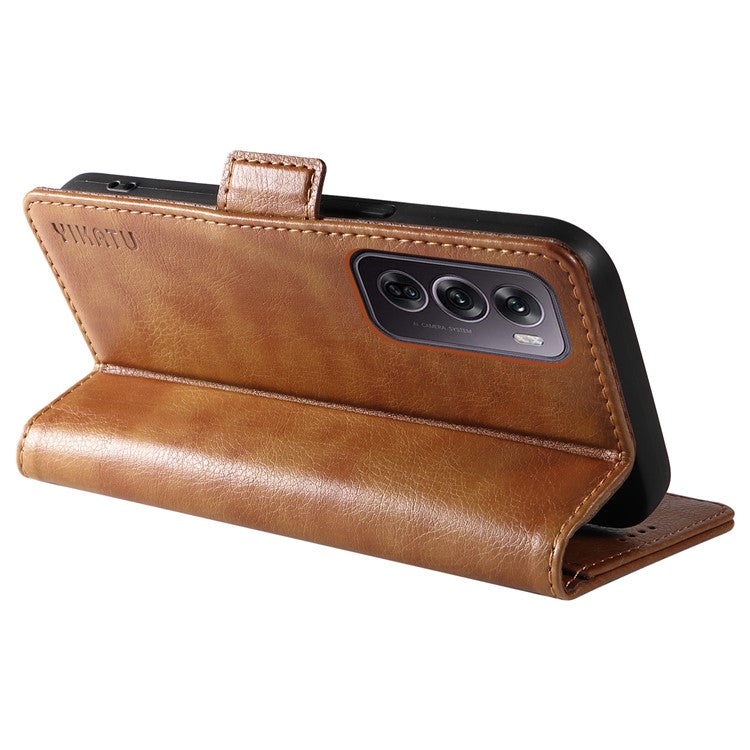 YIKATU YK-007 For Oppo Reno12 Pro 5G (Global) / (China) Phone Case Litchi Texture Leather Cover - Brown